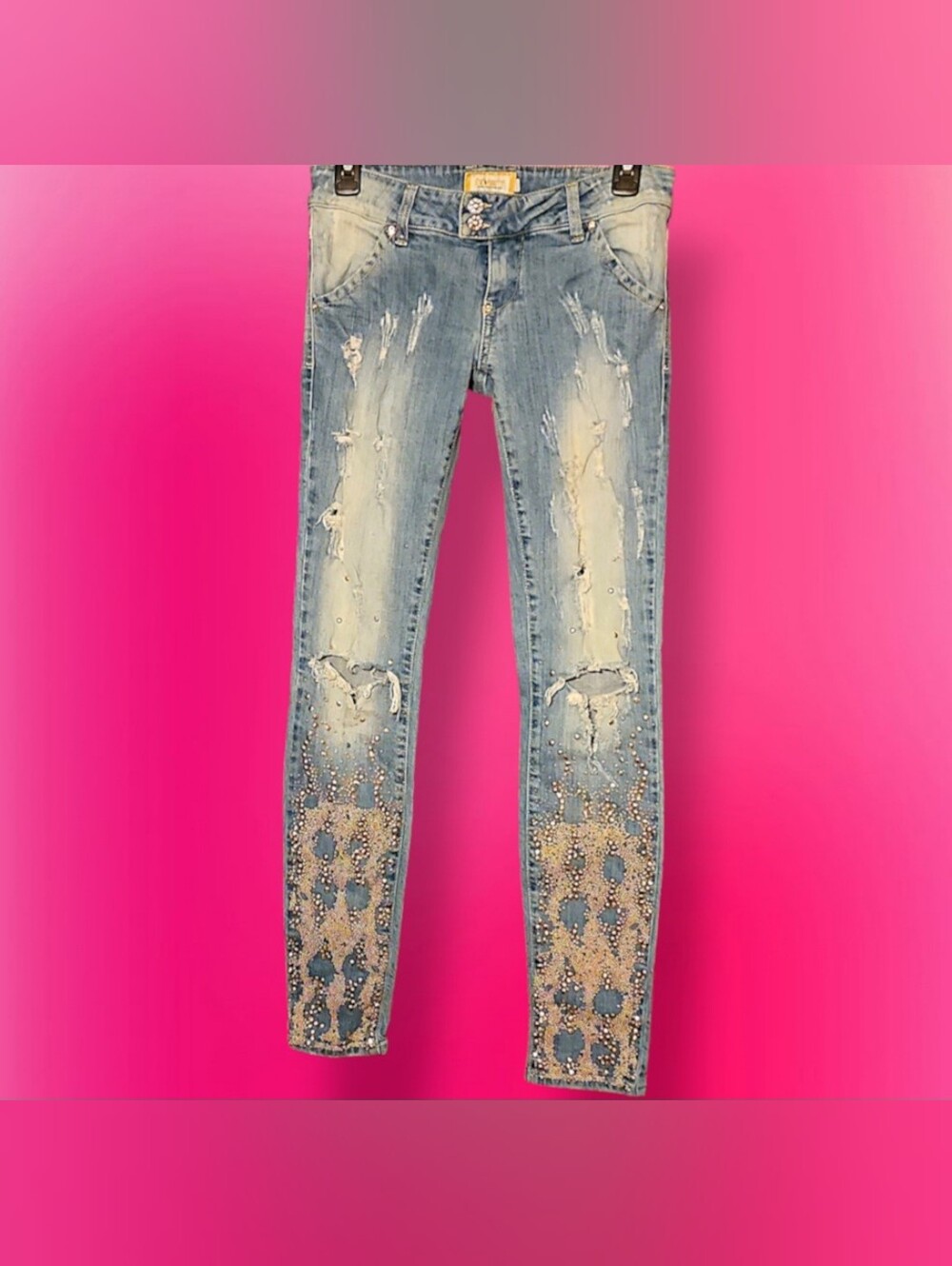 Premium Vintage Y2K Distressed Embellished Jeans